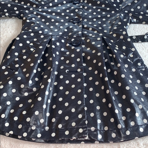 GAP Dark Midnight Hooded Raincoat Jacket Girls Polka Dots 8 *AS IS - Picture 13 of 13